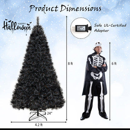 6/7/8 Feet Black Artificial Halloween Christmas Tree with PVC Branch Tips and 210/320/450 Cool White LED Lights-L Christmas Tree   at Gallery Canada