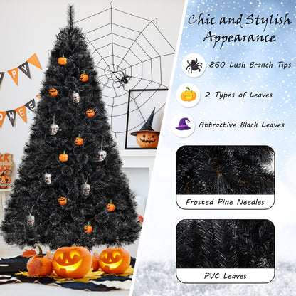 6/7/8 Feet Black Artificial Halloween Christmas Tree with PVC Branch Tips and 210/320/450 Cool White LED Lights-L Christmas Tree   at Gallery Canada