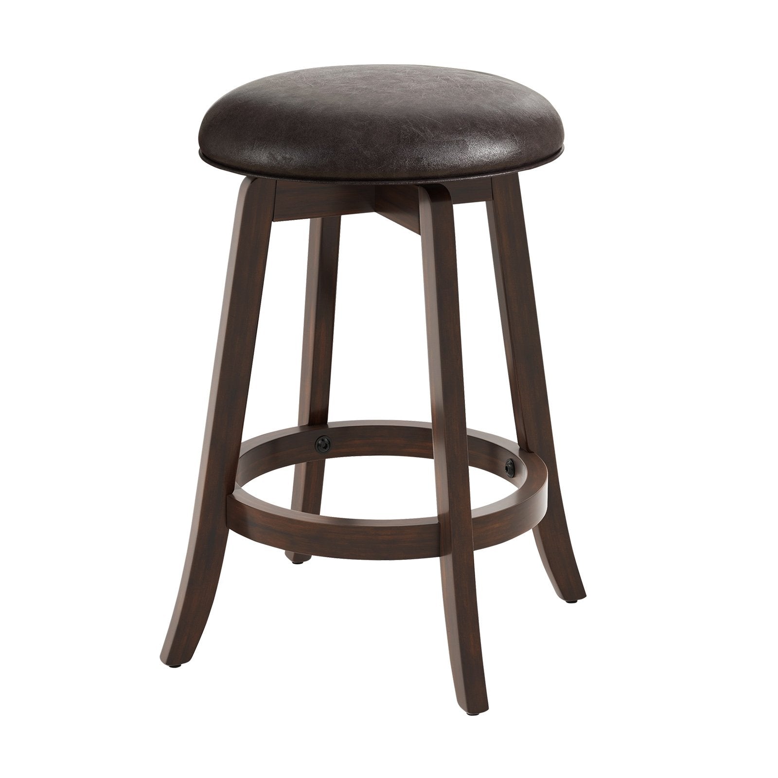 Set of 2 24/29 Inch Upholstered PU Leather Bar Stool with 360° Swivel Round Seat-24 Inch Bar Stools   at Gallery Canada