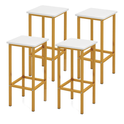 Set of 4 Bar Stool Set 26 Inch Bar Chair with Metal Legs and Footrest, White Bar Stools White  at Gallery Canada