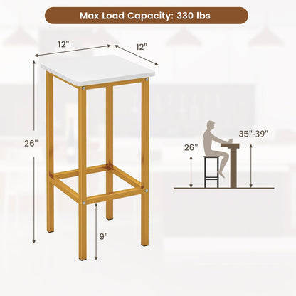 Set of 4 Bar Stool Set 26 Inch Bar Chair with Metal Legs and Footrest, White Bar Stools   at Gallery Canada