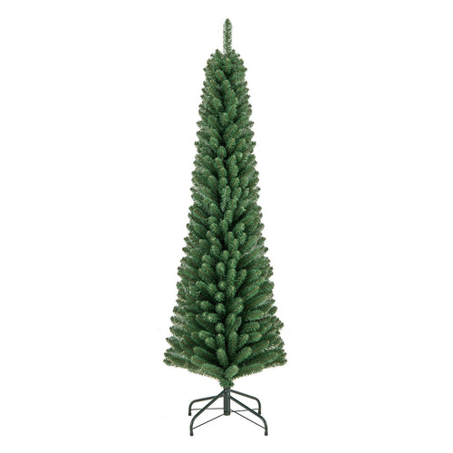 5/6/7/8 Feet Pencil Christmas Tree with 295/392/523/671 Memory Wire Branch Tips and Upgraded Metal Stand-6 ft