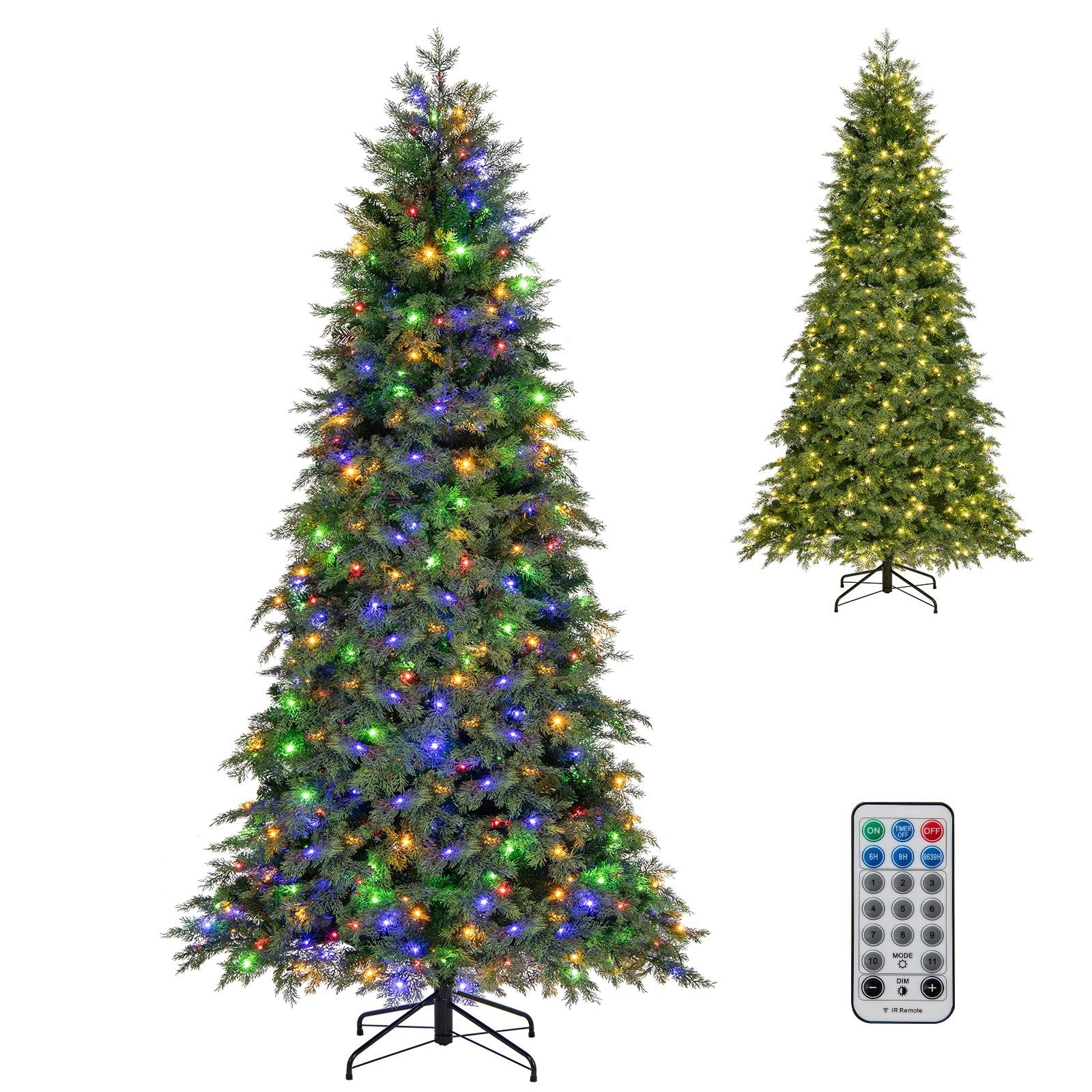 6/7.5 Feet Pre-Lit Artificial Christmas Tree with11 Modes and Metal Stand-7.5ft Christmas Tree Options  at Gallery Canada