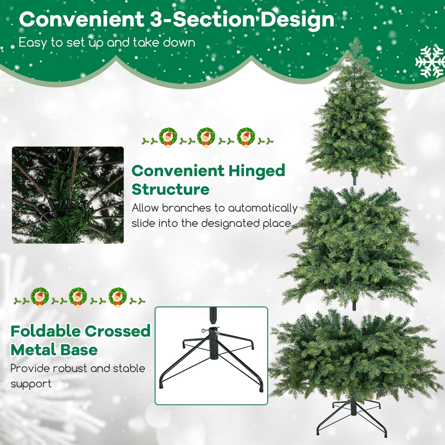 6/7.5 Feet Pre-Lit Artificial Christmas Tree with11 Modes and Metal Stand-7.5ft Christmas Tree   at Gallery Canada