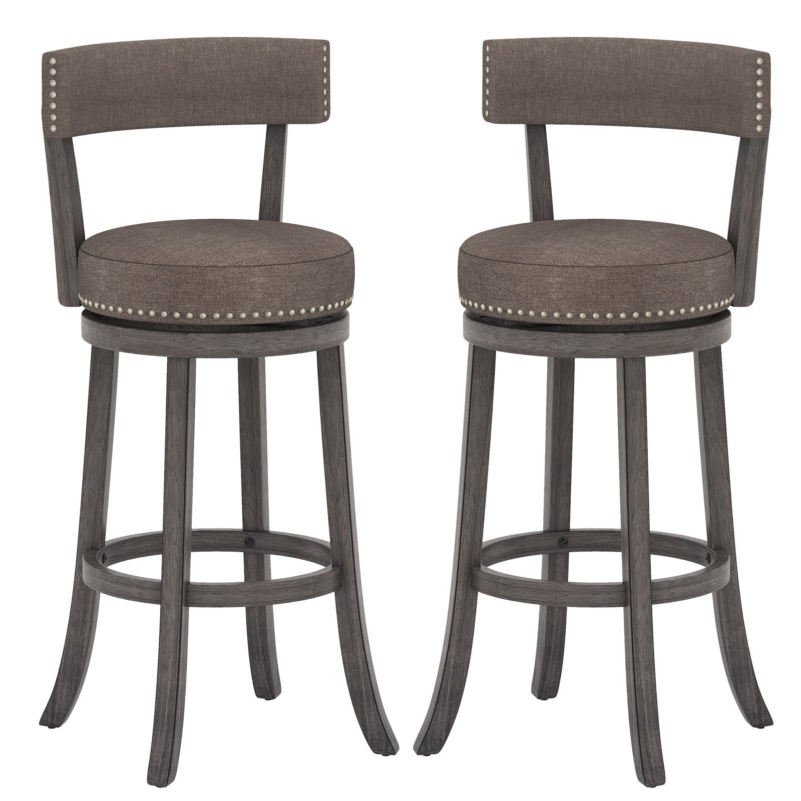 Counter Height Chairs with 360° Swivel Seat and Rubber Wood Frame-29 Inches Bar Stools Options  at Gallery Canada