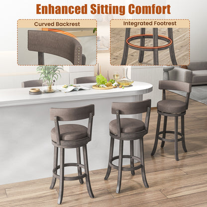 Counter Height Chairs with 360° Swivel Seat and Rubber Wood Frame-29 Inches Bar Stools   at Gallery Canada