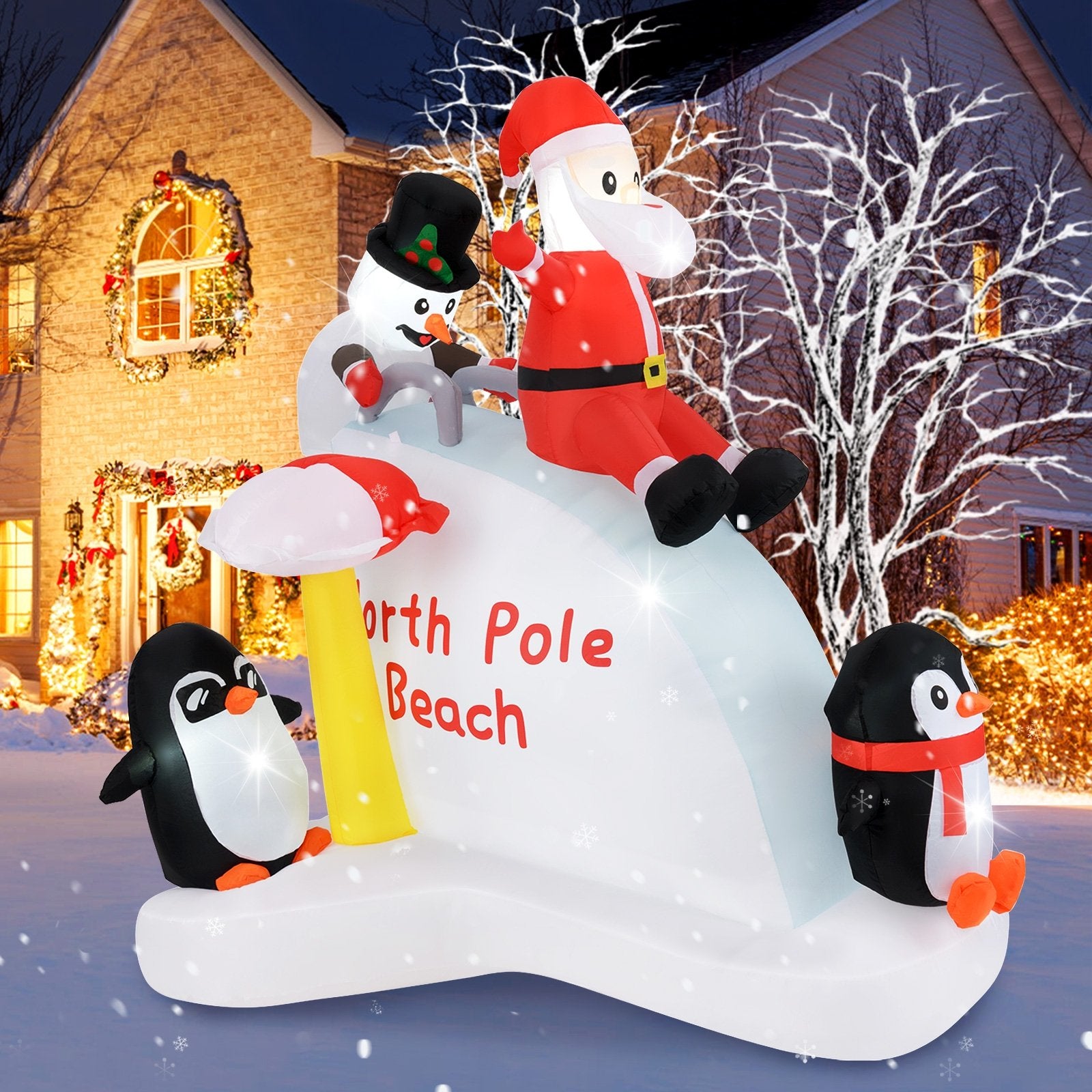 6 Feet Christmas Inflatable with Blow up Penguins and Santa Decoration, Multicolor Christmas Decor & Accessories   at Gallery Canada