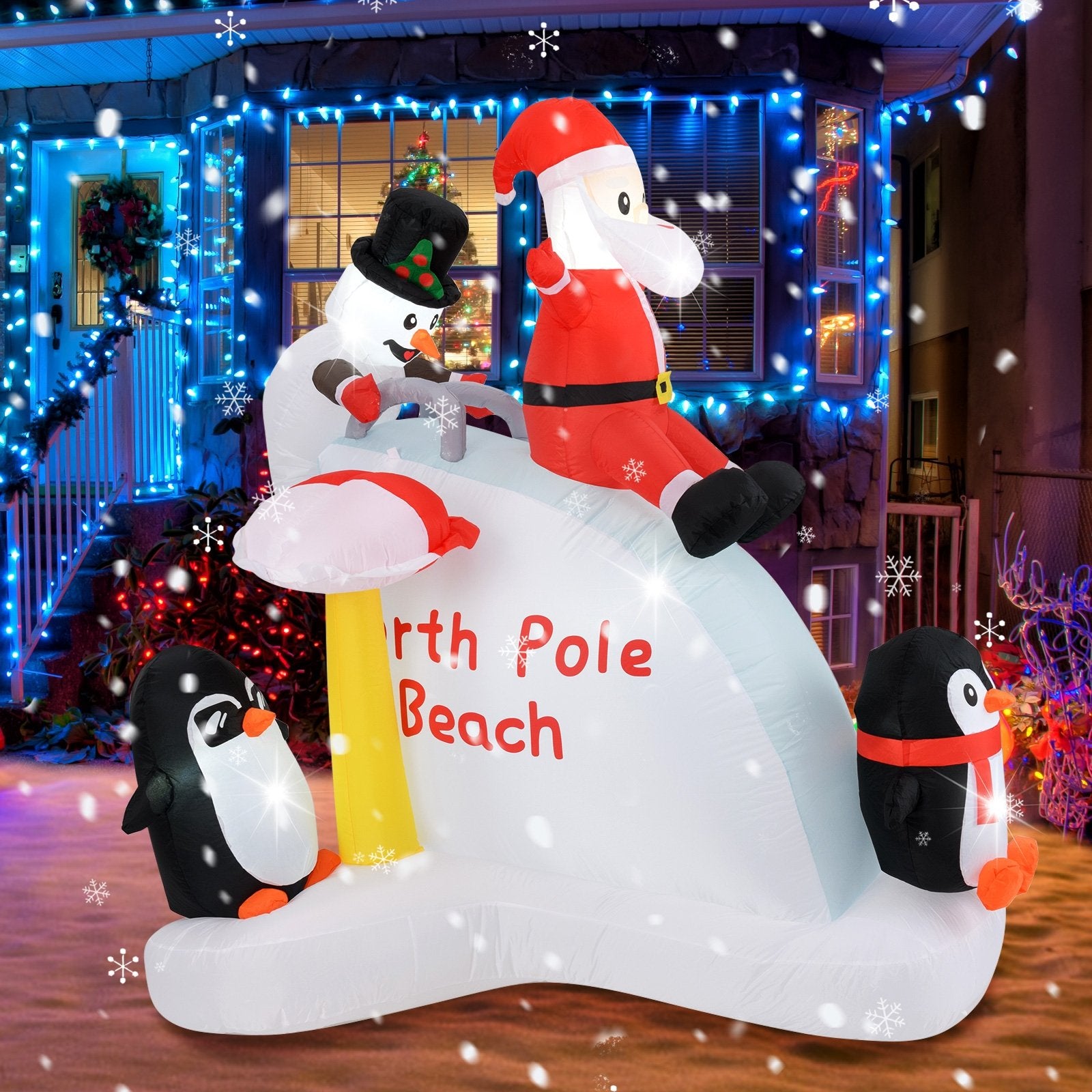 6 Feet Christmas Inflatable with Blow up Penguins and Santa Decoration, Multicolor Christmas Decor & Accessories   at Gallery Canada