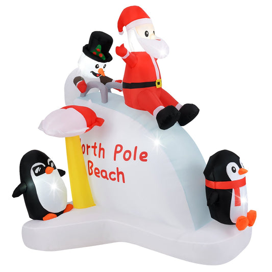 6 Feet Christmas Inflatable with Blow up Penguins and Santa Decoration, Multicolor Christmas Decor & Accessories Multicolor  at Gallery Canada