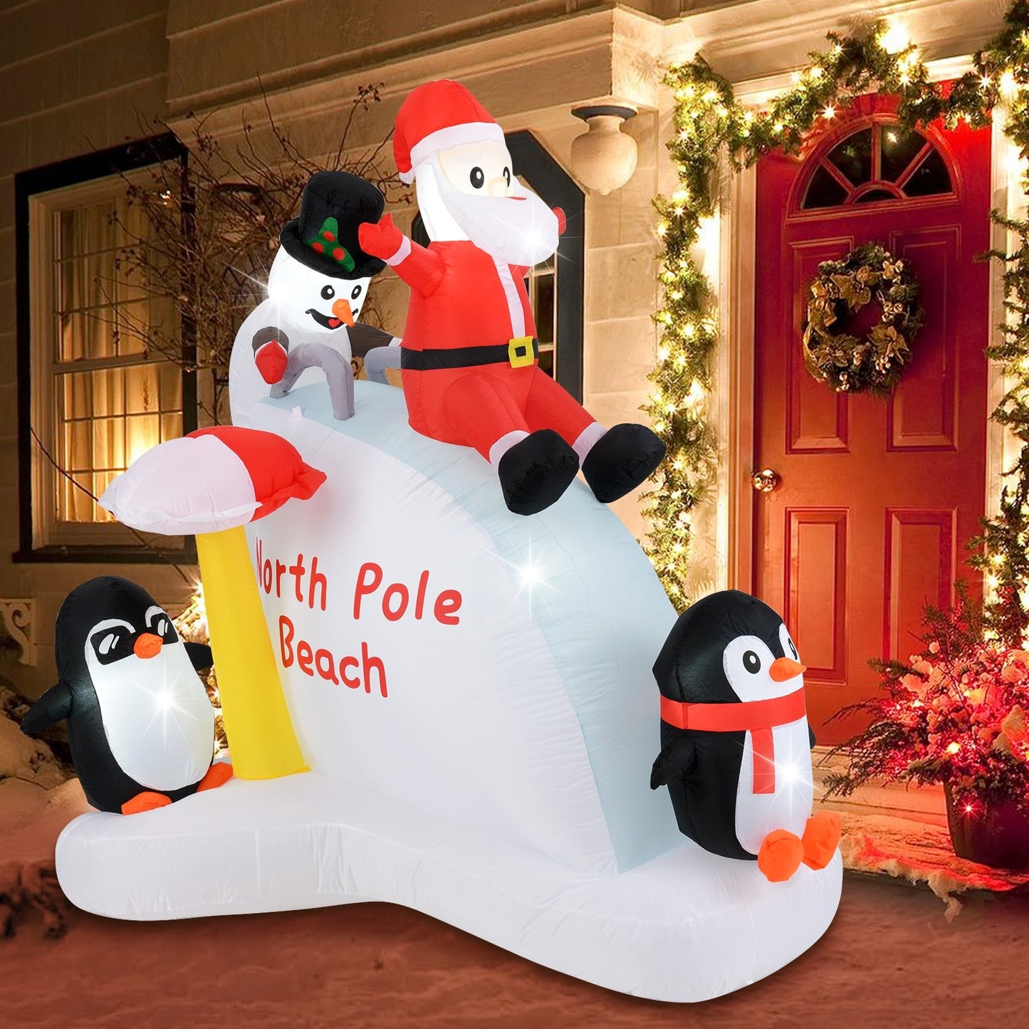 6 Feet Christmas Inflatable with Blow up Penguins and Santa Decoration, Multicolor Christmas Decor & Accessories   at Gallery Canada