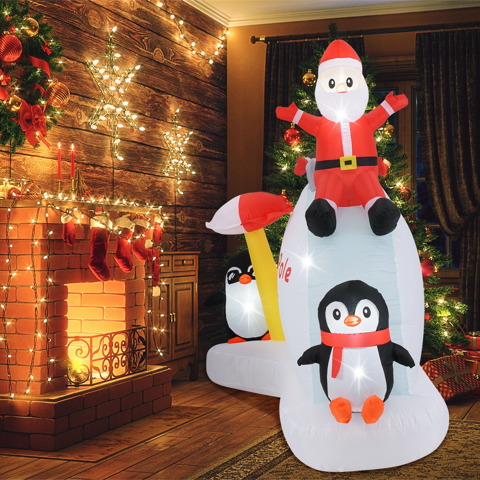 6 Feet Christmas Inflatable with Blow up Penguins and Santa Decoration, Multicolor Christmas Decor & Accessories   at Gallery Canada