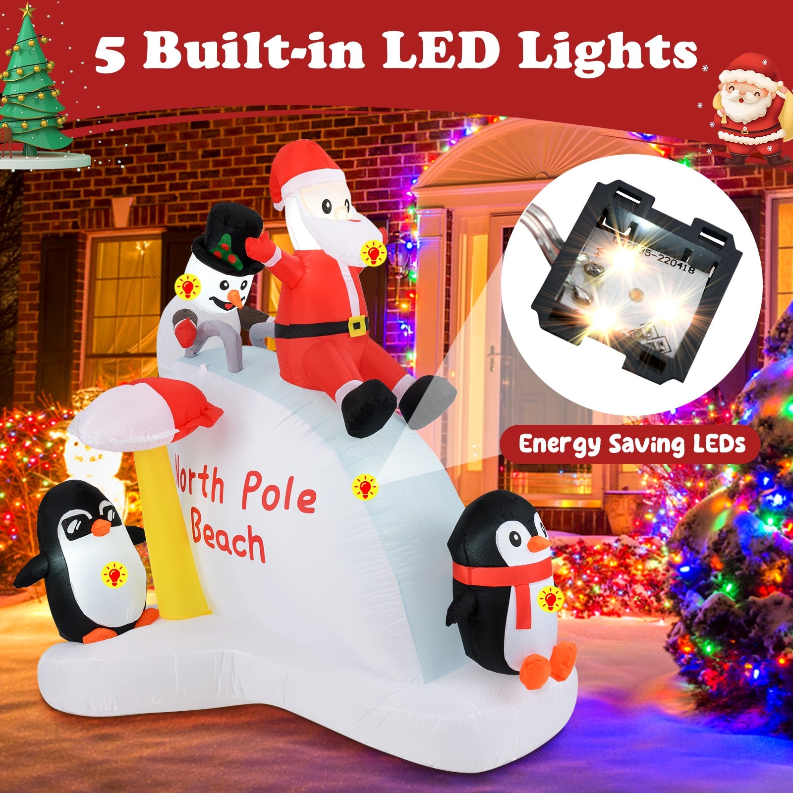 6 Feet Christmas Inflatable with Blow up Penguins and Santa Decoration, Multicolor Christmas Decor & Accessories   at Gallery Canada