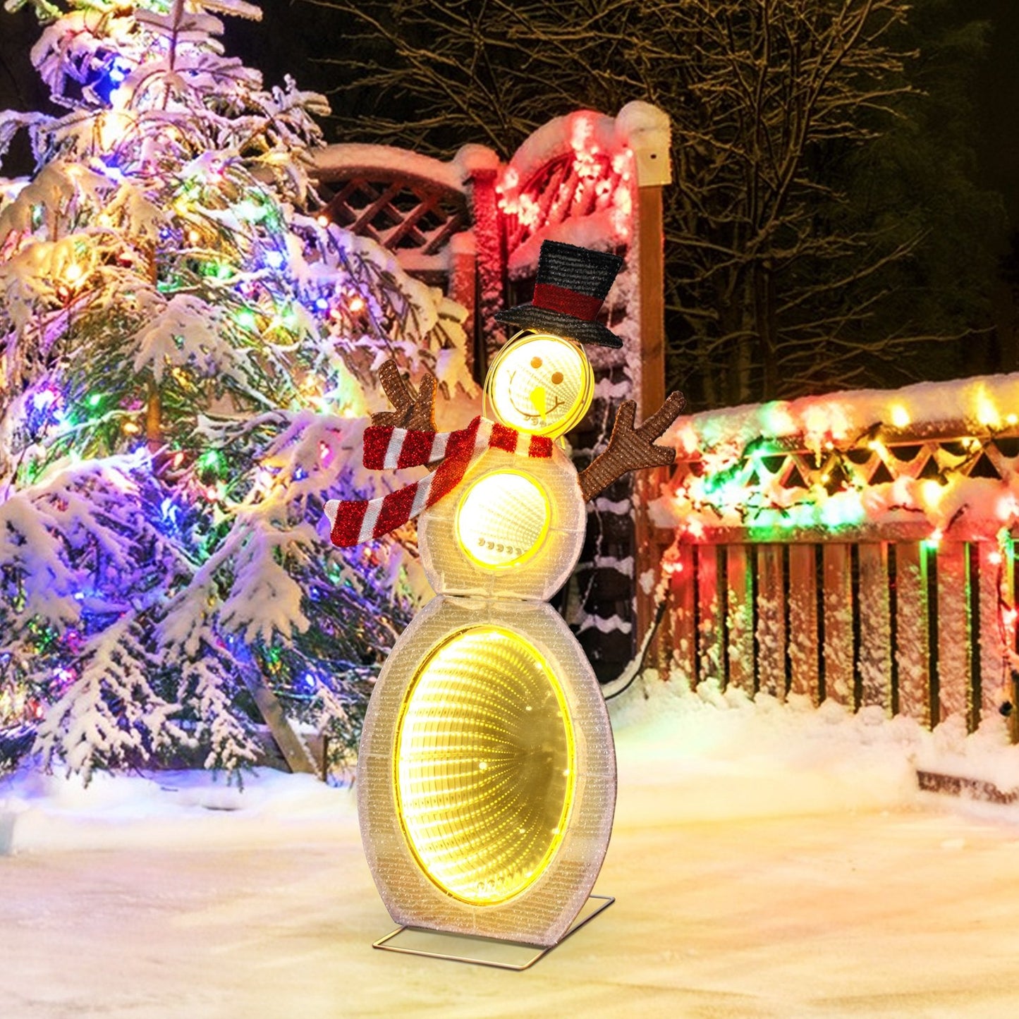 2.6 Feet Lighted Snowman with LED Lights and Metal Stand, Multicolor Christmas Decor & Accessories   at Gallery Canada