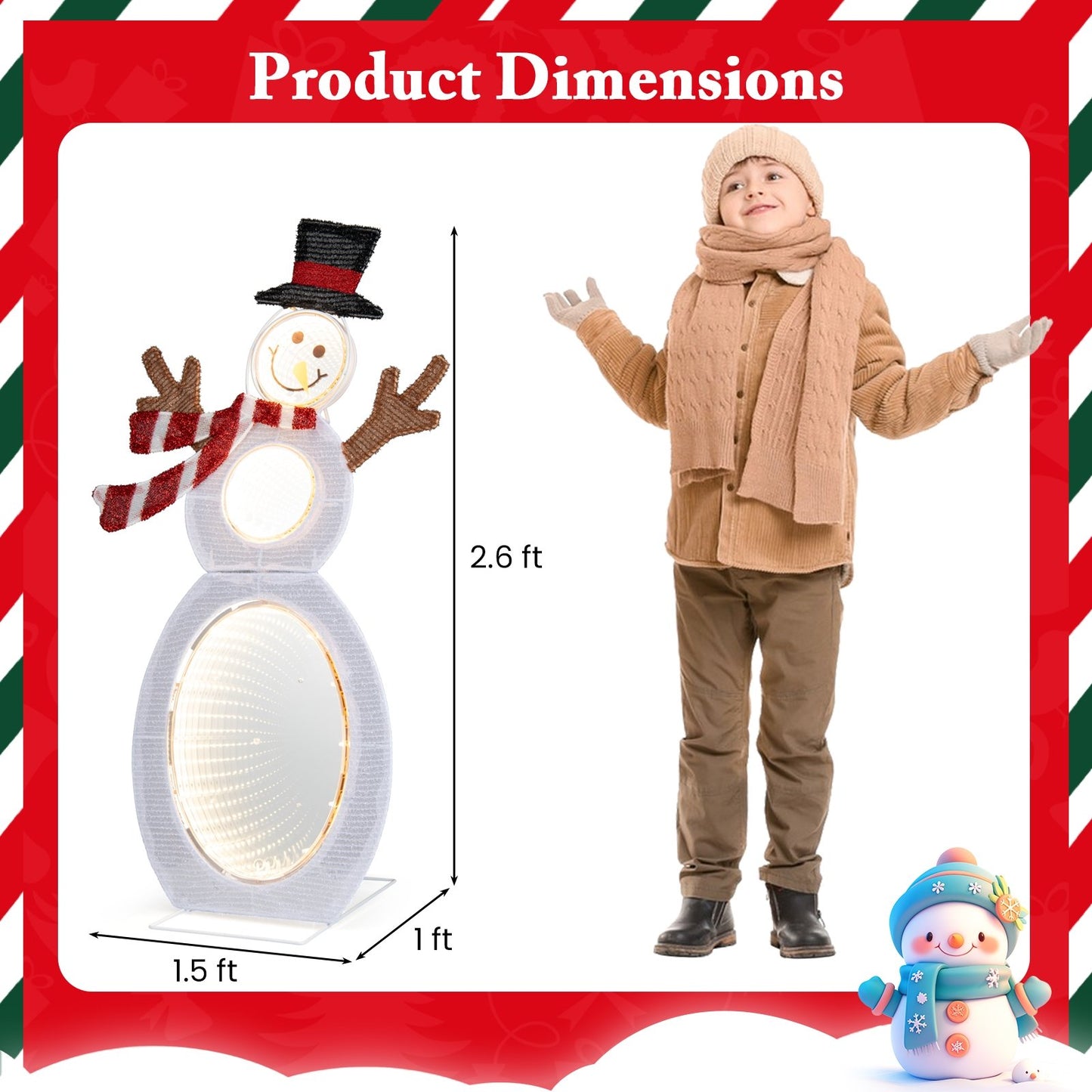 2.6 Feet Lighted Snowman with LED Lights and Metal Stand, Multicolor Christmas Decor & Accessories   at Gallery Canada