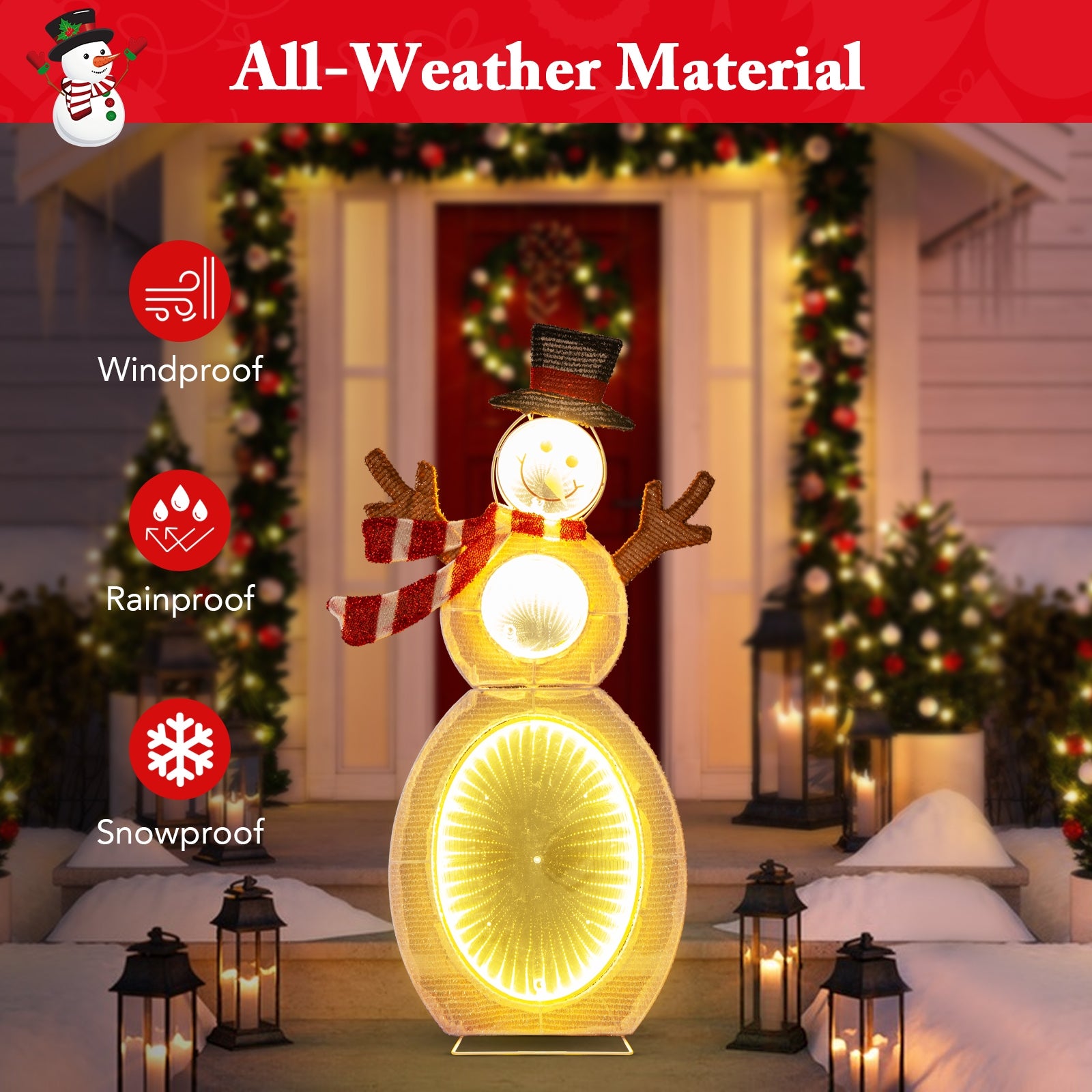 2.6 Feet Lighted Snowman with LED Lights and Metal Stand, Multicolor Christmas Decor & Accessories   at Gallery Canada