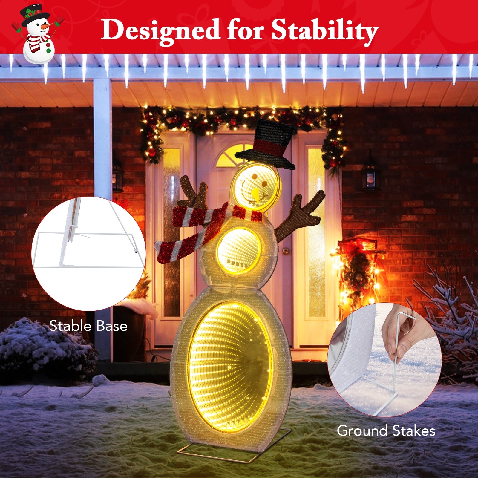 2.6 Feet Lighted Snowman with LED Lights and Metal Stand, Multicolor Christmas Decor & Accessories   at Gallery Canada