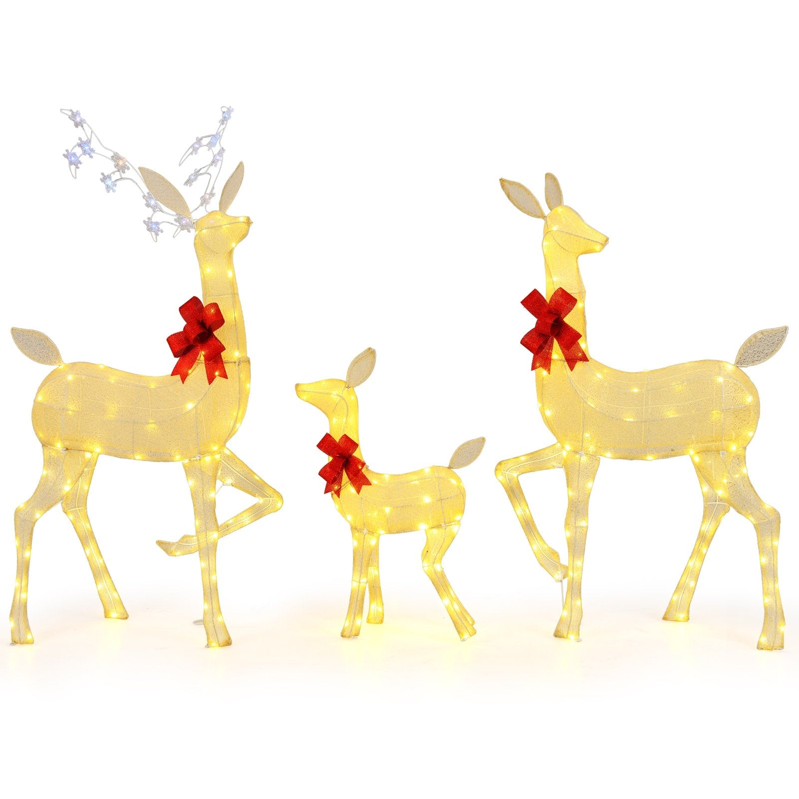 3 Pieces Lighted Family Deer Set with LED Lights and RGB Flashing Lights, Multicolor Christmas Decor & Accessories Multicolor  at Gallery Canada