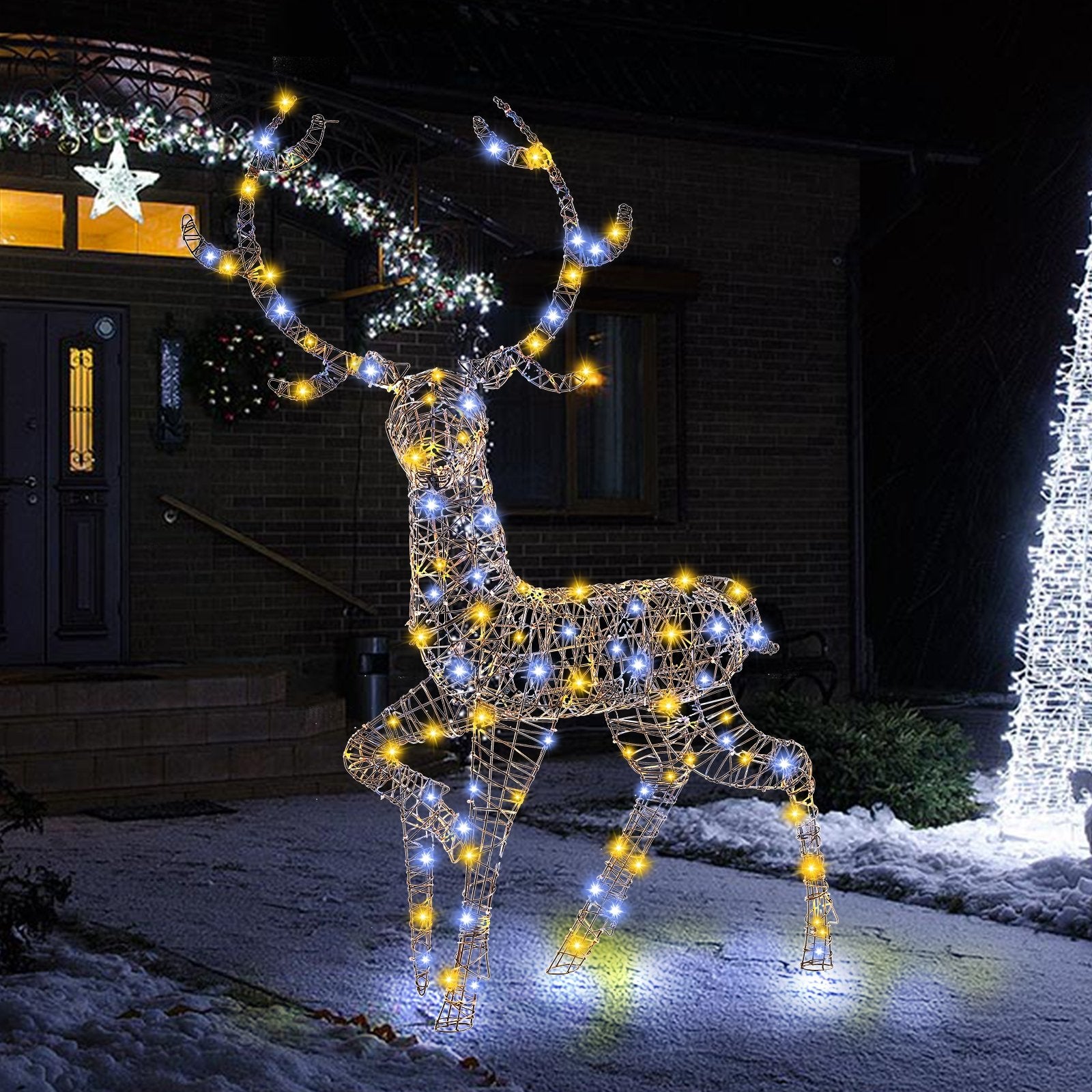 4.6 Feet Pre-Lit Christmas Reindeer with 170 Cold and Warm LED Lights Christmas Decor & Accessories   at Gallery Canada