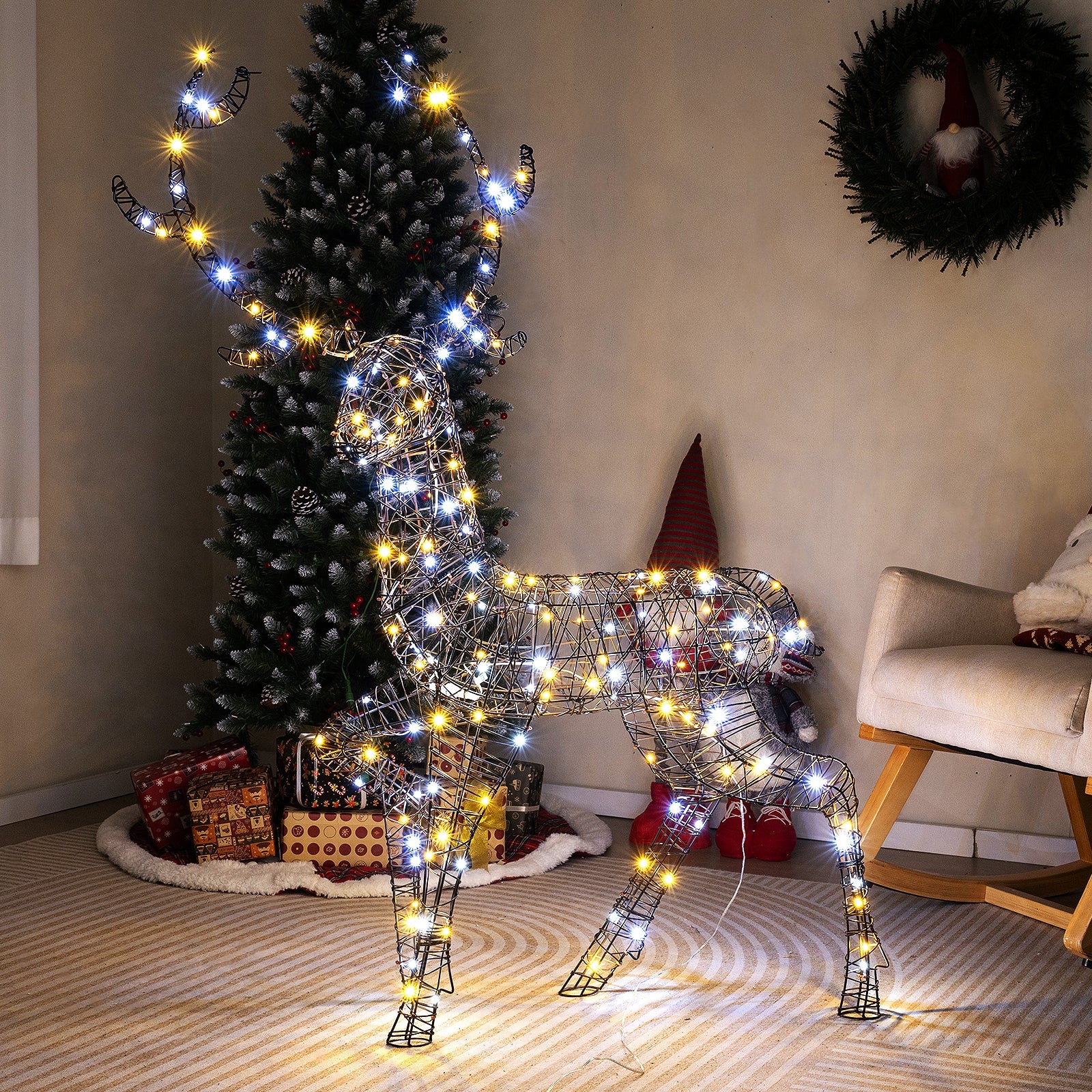 4.6 Feet Pre-Lit Christmas Reindeer with 170 Cold and Warm LED Lights Christmas Decor & Accessories   at Gallery Canada