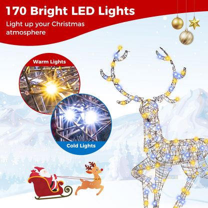 4.6 Feet Pre-Lit Christmas Reindeer with 170 Cold and Warm LED Lights Christmas Decor & Accessories   at Gallery Canada