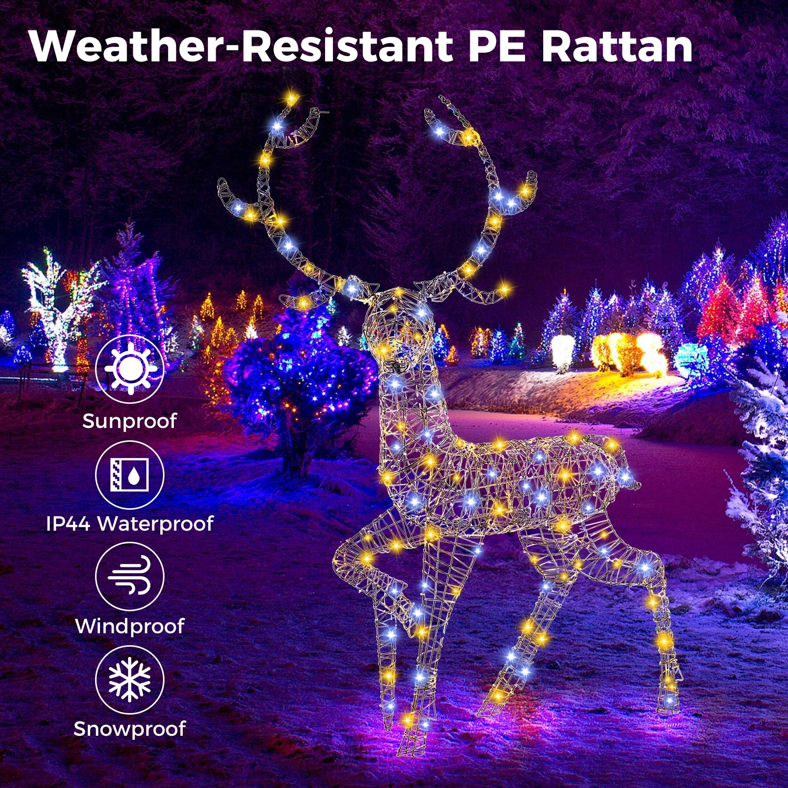 4.6 Feet Pre-Lit Christmas Reindeer with 170 Cold and Warm LED Lights Christmas Decor & Accessories   at Gallery Canada