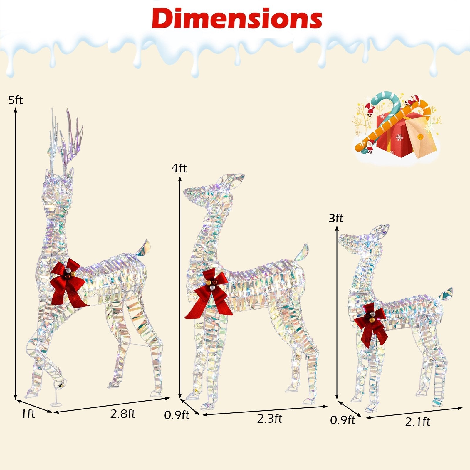 3-Piece Large Lighted Christmas Reindeer Family Christmas Decor & Accessories   at Gallery Canada