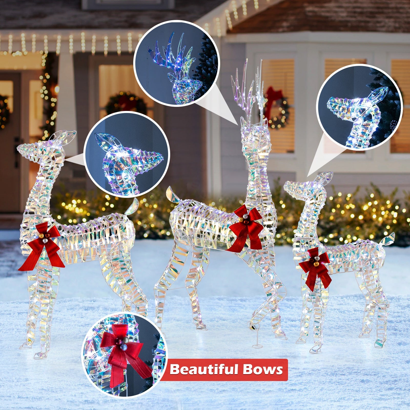 3-Piece Large Lighted Christmas Reindeer Family Christmas Decor & Accessories   at Gallery Canada