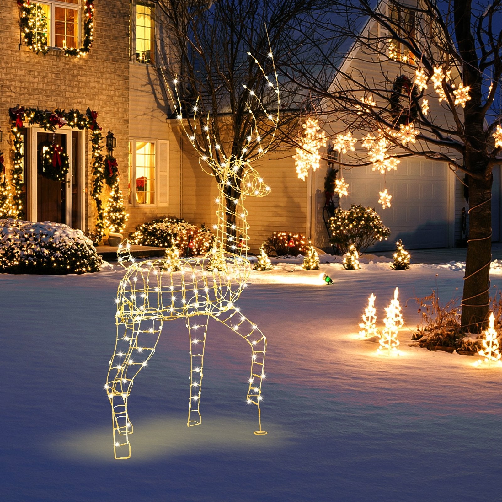 6 FT Pre-Lit Christmas Reindeer with 300 Warm White LED Lights and Zip Ties, White Christmas Decor & Accessories   at Gallery Canada