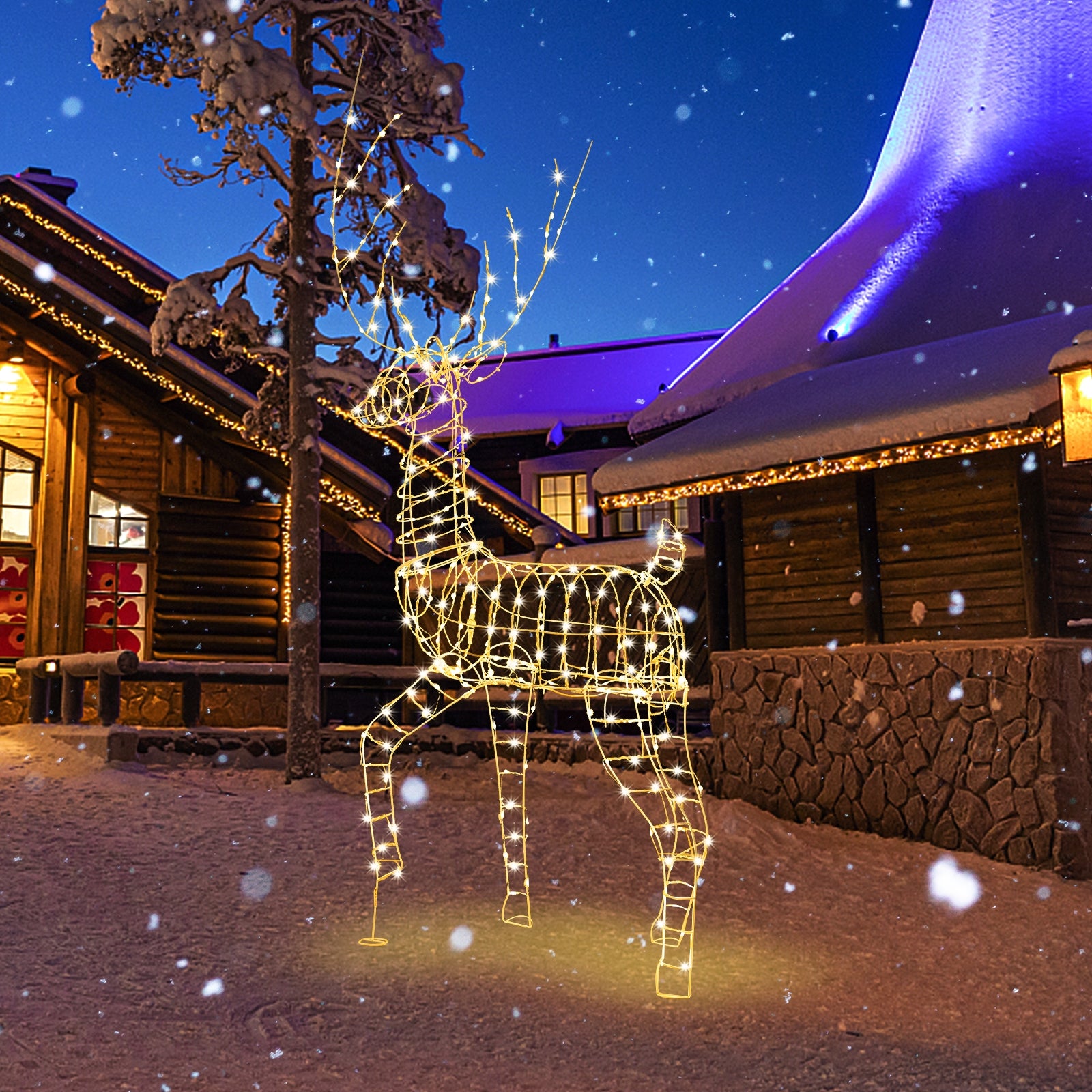 6 FT Pre-Lit Christmas Reindeer with 300 Warm White LED Lights and Zip Ties, White Christmas Decor & Accessories   at Gallery Canada