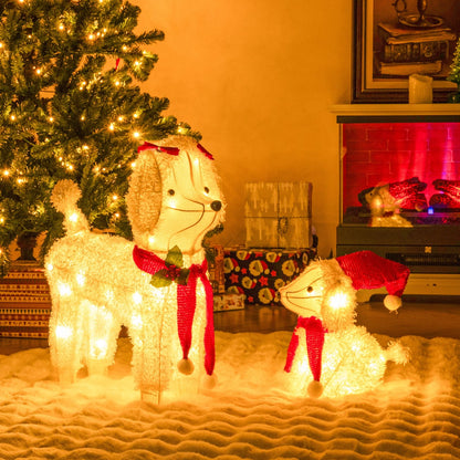 Pre-lit Mama and Baby Poodle Dogs with 60 Warm White LED Lights Christmas Decor & Accessories   at Gallery Canada