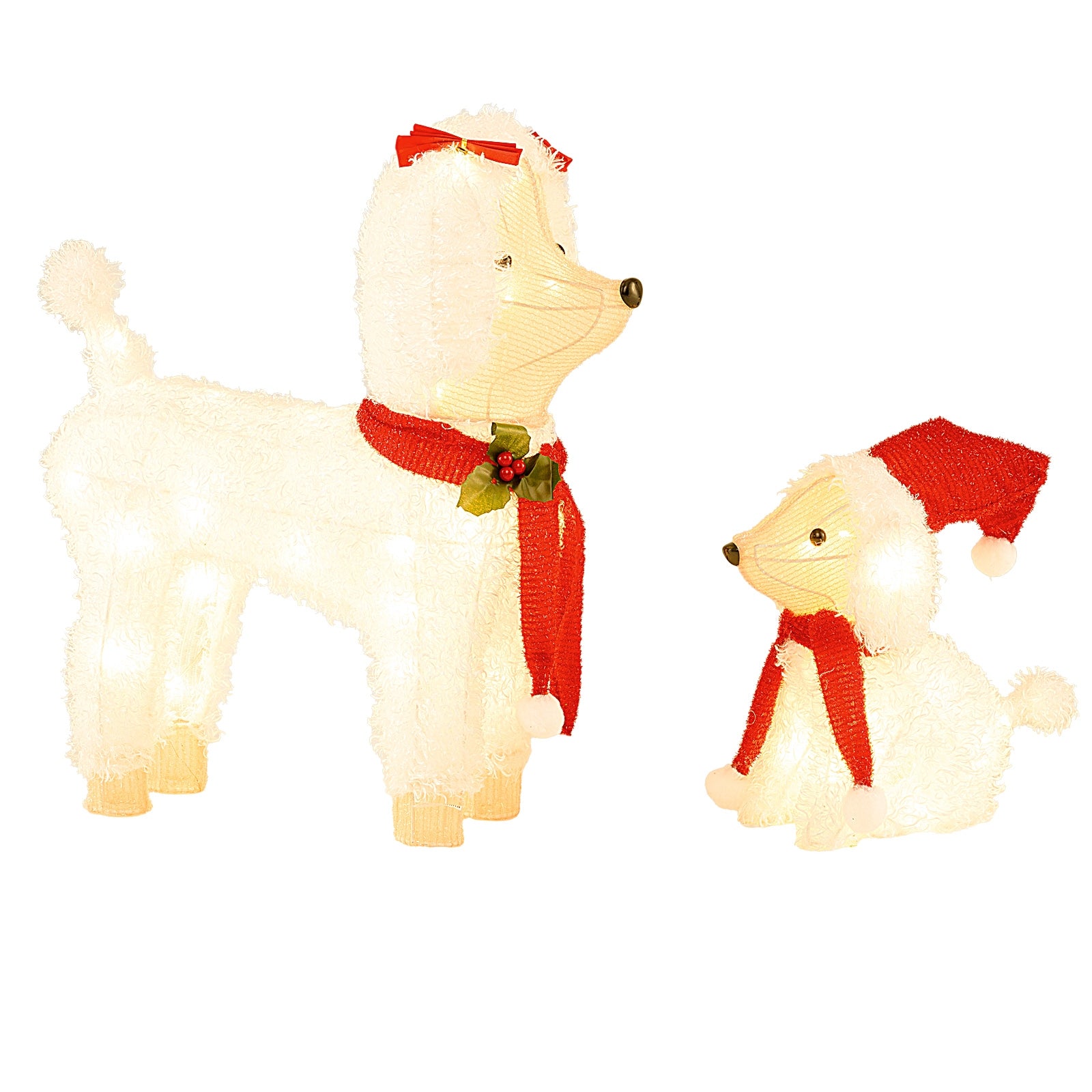 Pre-lit Mama and Baby Poodle Dogs with 60 Warm White LED Lights Christmas Decor & Accessories Options  at Gallery Canada