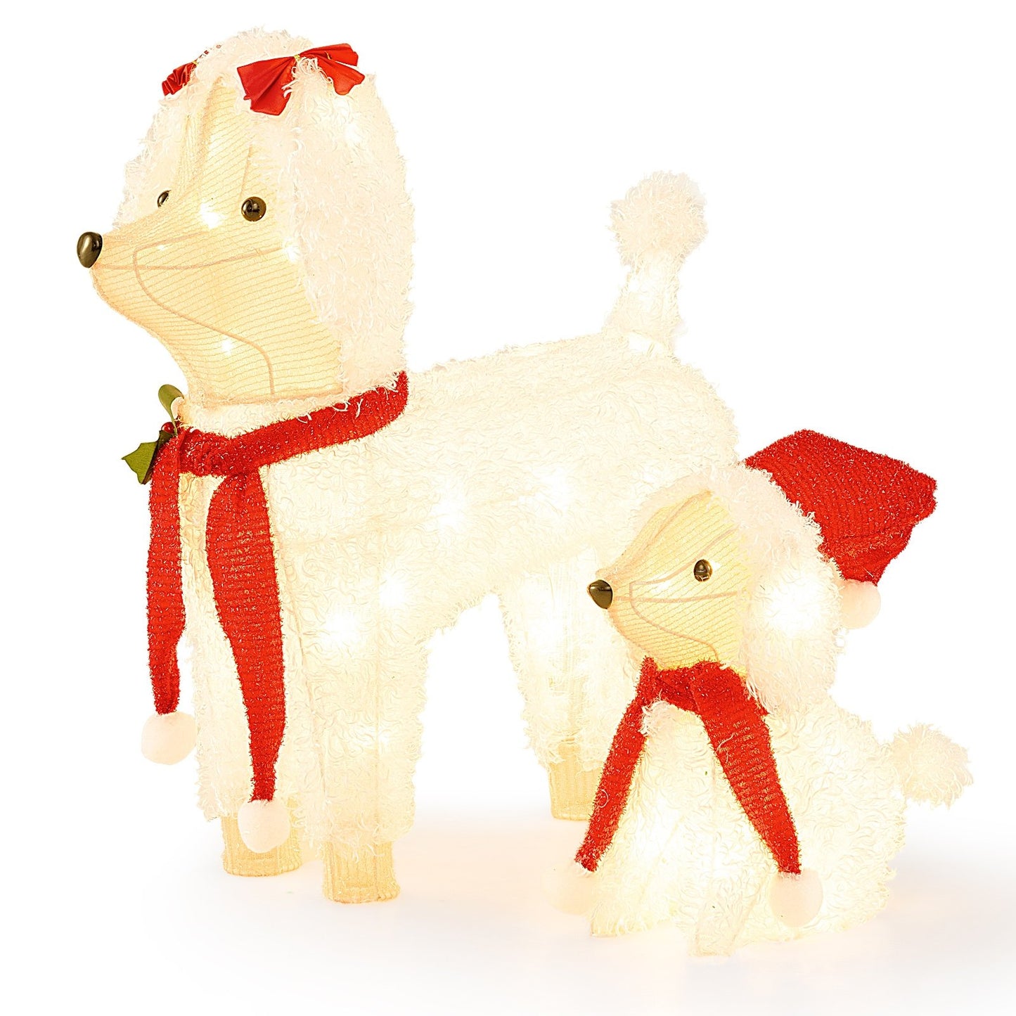 Pre-lit Mama and Baby Poodle Dogs with 60 Warm White LED Lights Christmas Decor & Accessories   at Gallery Canada