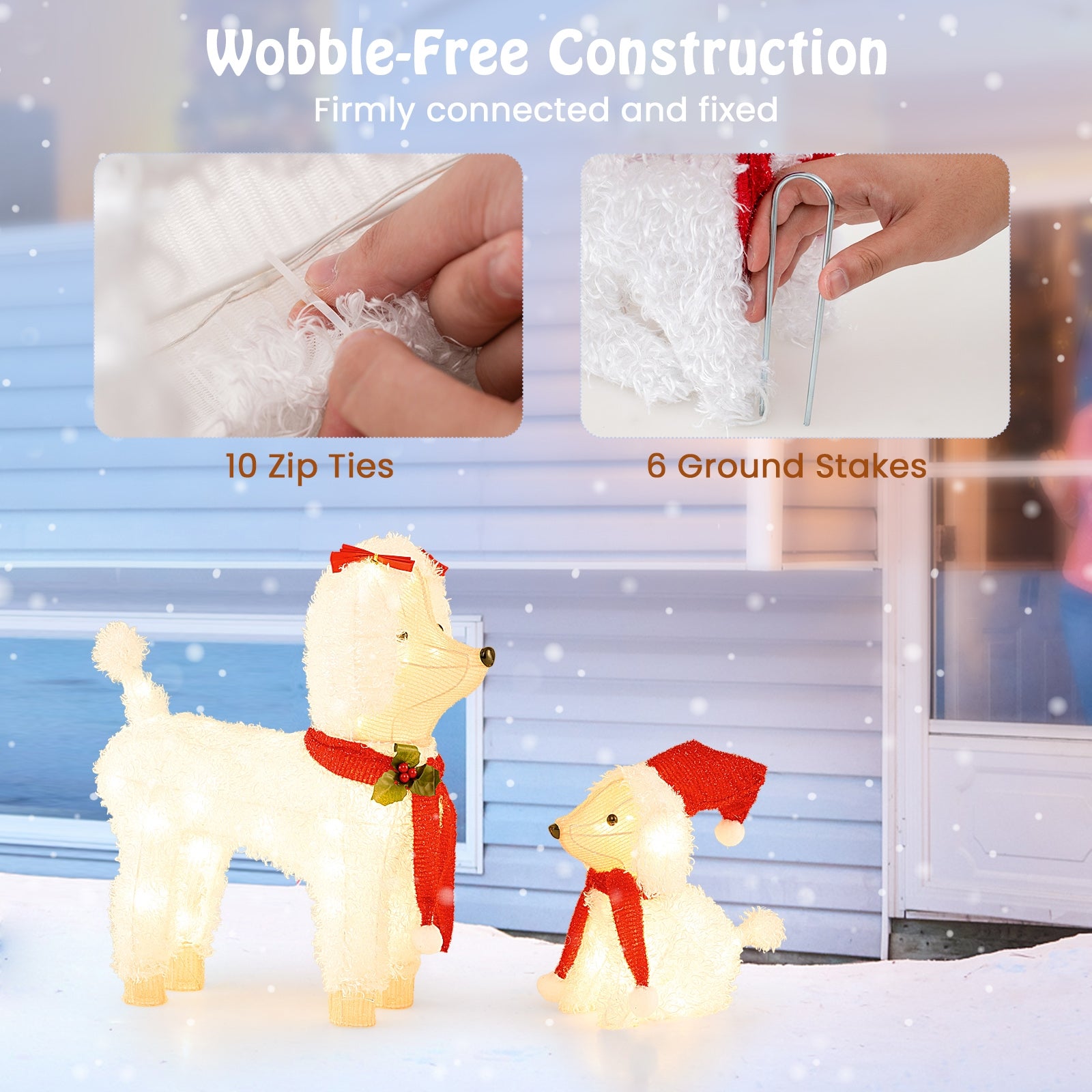 Pre-lit Mama and Baby Poodle Dogs with 60 Warm White LED Lights Christmas Decor & Accessories   at Gallery Canada