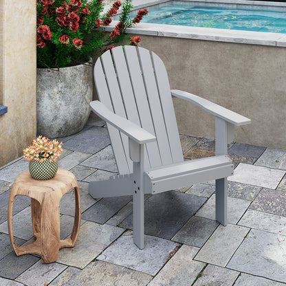 Acacia Wood Lounge Patio Adirondack Chair with Inclined Seat, Gray Adirondack Chairs   at Gallery Canada