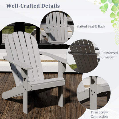 Acacia Wood Lounge Patio Adirondack Chair with Inclined Seat, Gray Adirondack Chairs   at Gallery Canada