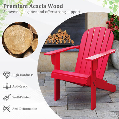 Acacia Wood Lounge Patio Adirondack Chair with Inclined Seat, Red Adirondack Chairs   at Gallery Canada