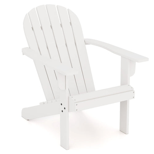 Acacia Wood Lounge Patio Adirondack Chair with Inclined Seat, White