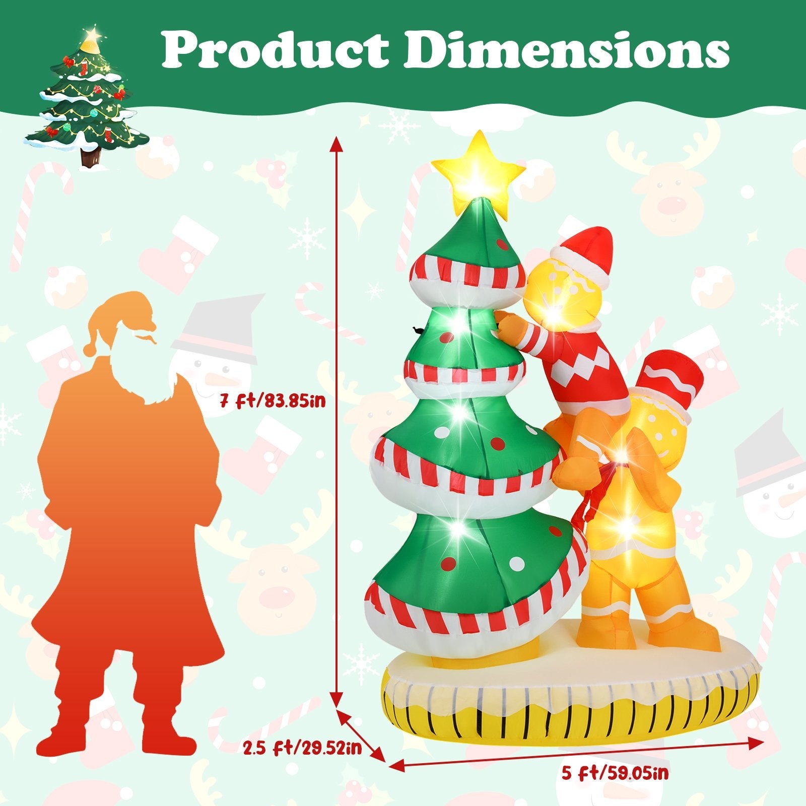 7 ft Inflatable Christmas Tree with 7Internal LED Lights and Built-in Fan Christmas Inflatables   at Gallery Canada