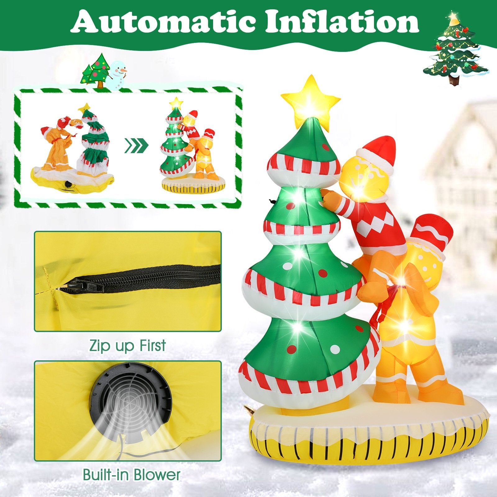 7 ft Inflatable Christmas Tree with 7Internal LED Lights and Built-in Fan Christmas Inflatables   at Gallery Canada