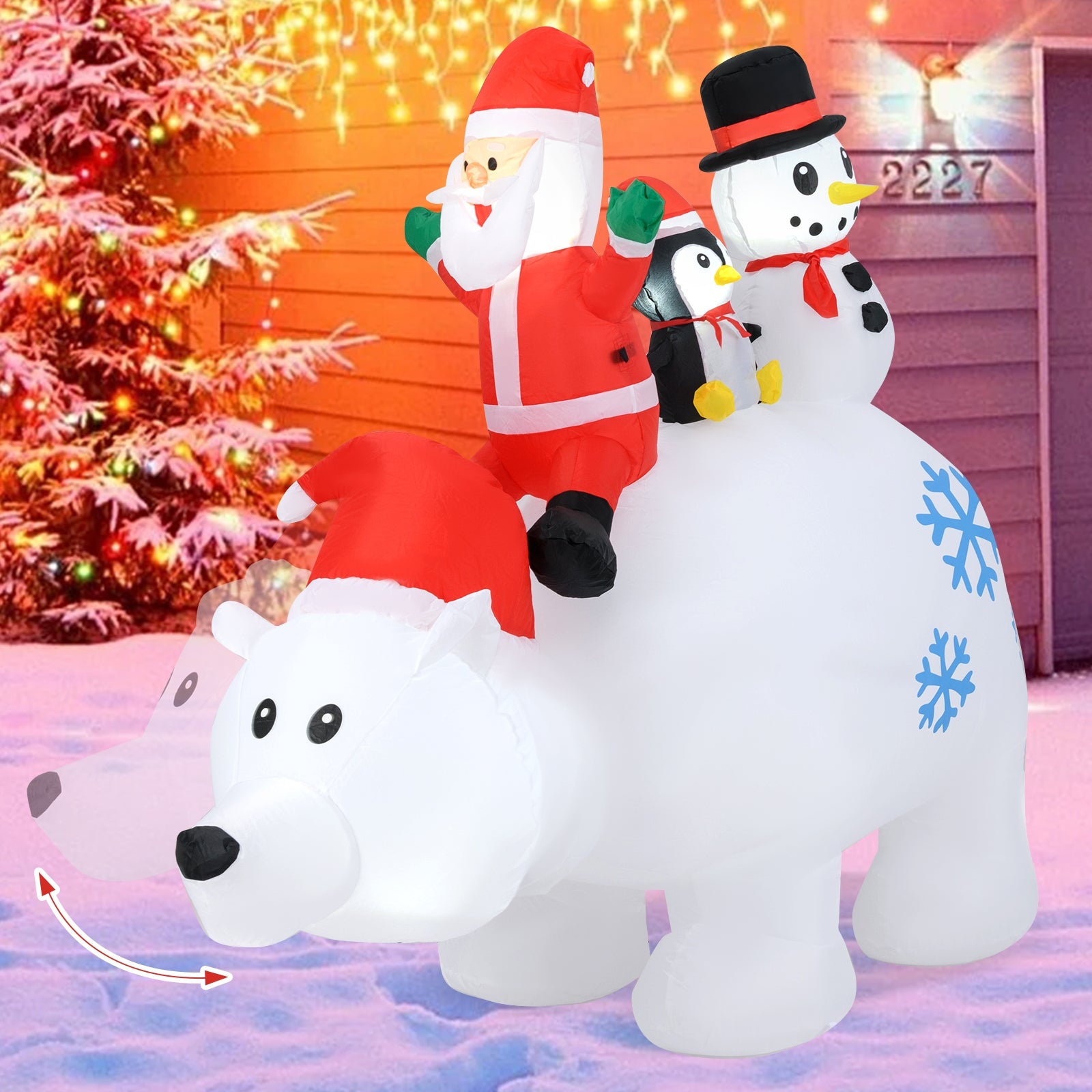 6 Ft Christmas Inflatable with Lights Animated Santa Penguin and Snowman Christmas Inflatables   at Gallery Canada