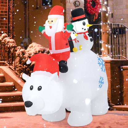 6 Ft Christmas Inflatable with Lights Animated Santa Penguin and Snowman Christmas Inflatables   at Gallery Canada