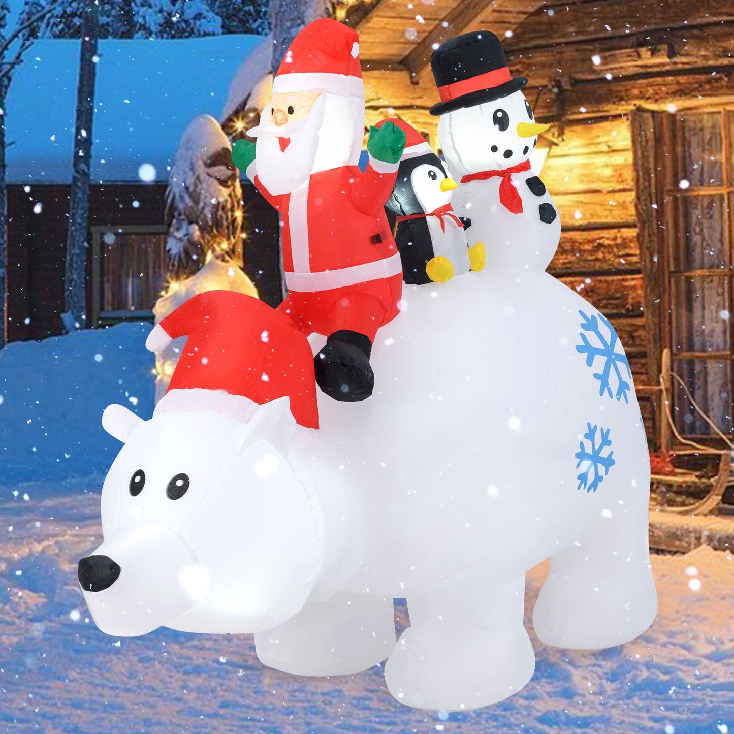 6 Ft Christmas Inflatable with Lights Animated Santa Penguin and Snowman Christmas Inflatables   at Gallery Canada