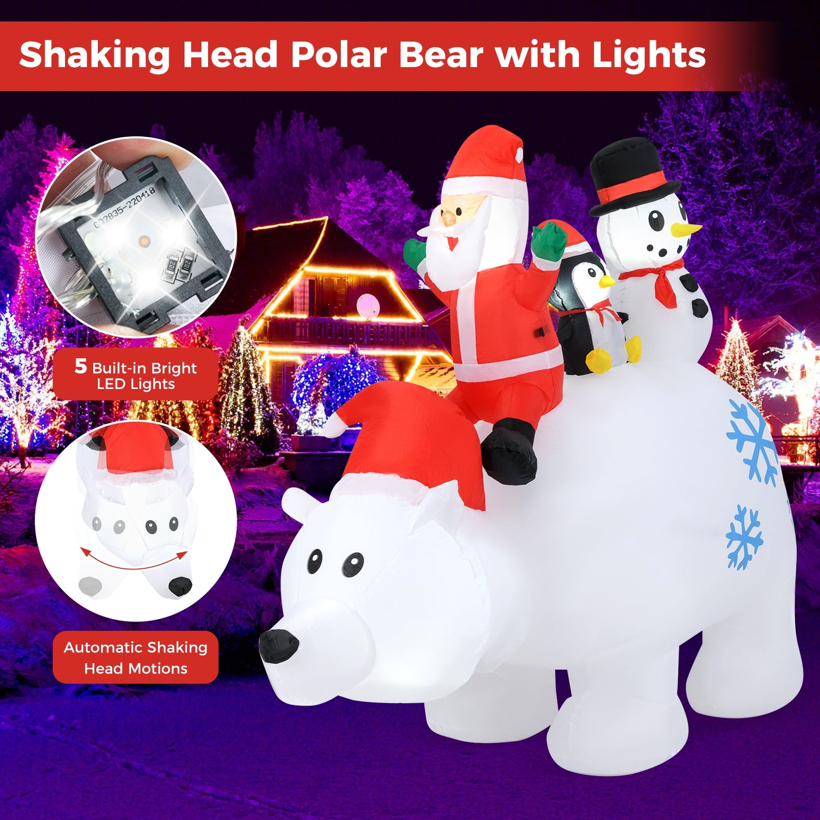 6 Ft Christmas Inflatable with Lights Animated Santa Penguin and Snowman Christmas Inflatables   at Gallery Canada