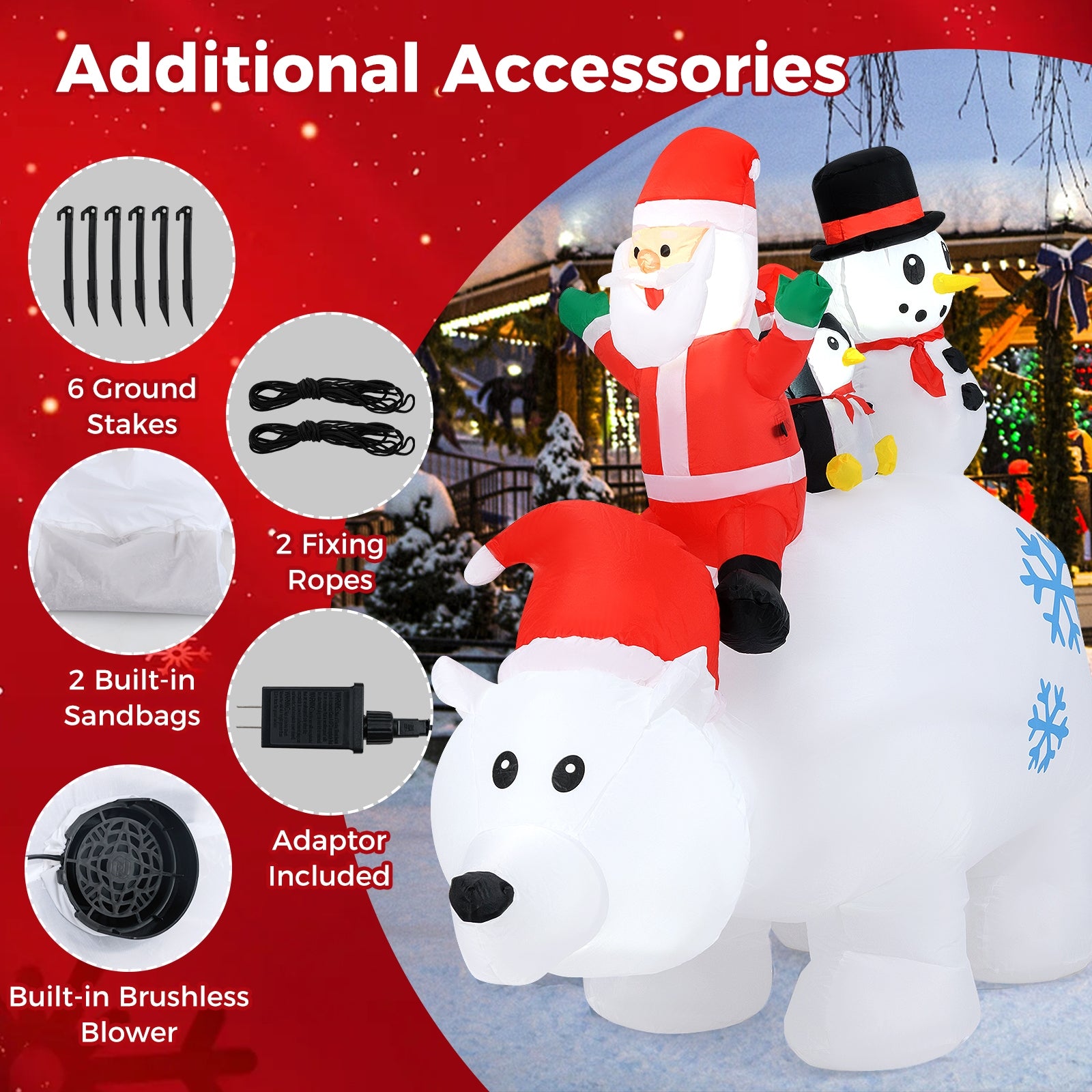 6 Ft Christmas Inflatable with Lights Animated Santa Penguin and Snowman Christmas Inflatables   at Gallery Canada