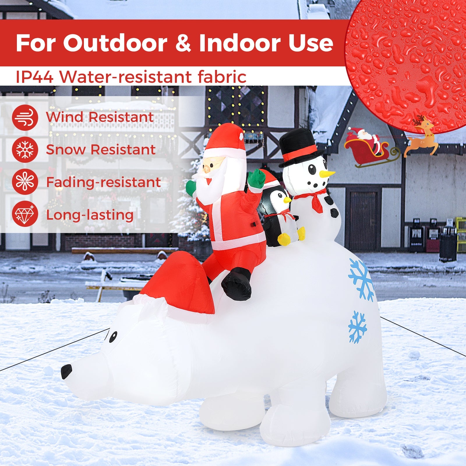 6 Ft Christmas Inflatable with Lights Animated Santa Penguin and Snowman Christmas Inflatables   at Gallery Canada