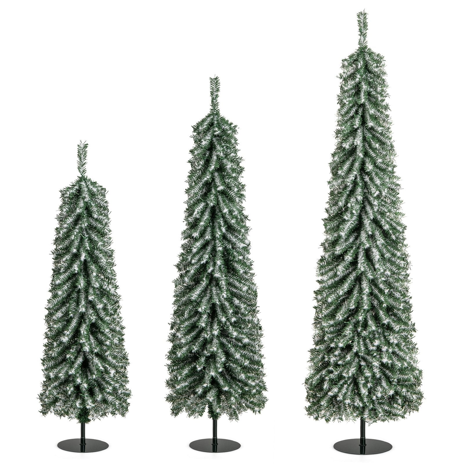 4/5/6 Feet Artificial Christmas Tree Set of 3 with Realistic Accumulated Snow, Green Christmas Tree Green  at Gallery Canada