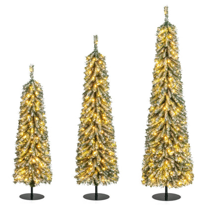 4/5/6 Feet Artificial Christmas Tree Set of 3 with Realistic Accumulated Snow, Green Christmas Tree   at Gallery Canada