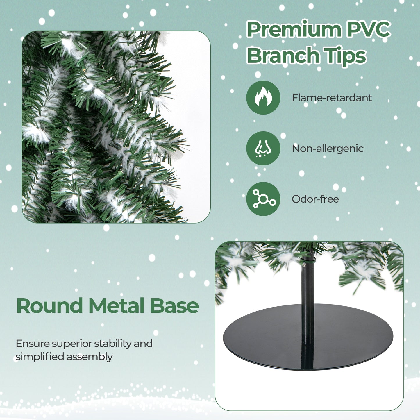 4/5/6 Feet Artificial Christmas Tree Set of 3 with Realistic Accumulated Snow, Green Christmas Tree   at Gallery Canada