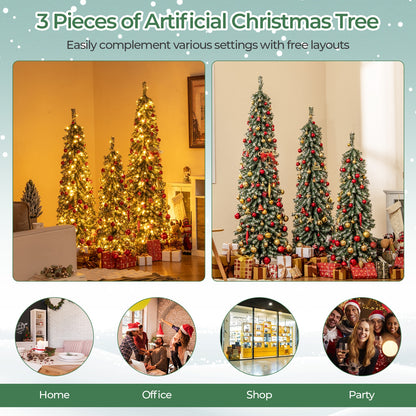 4/5/6 Feet Artificial Christmas Tree Set of 3 with Realistic Accumulated Snow, Green Christmas Tree   at Gallery Canada