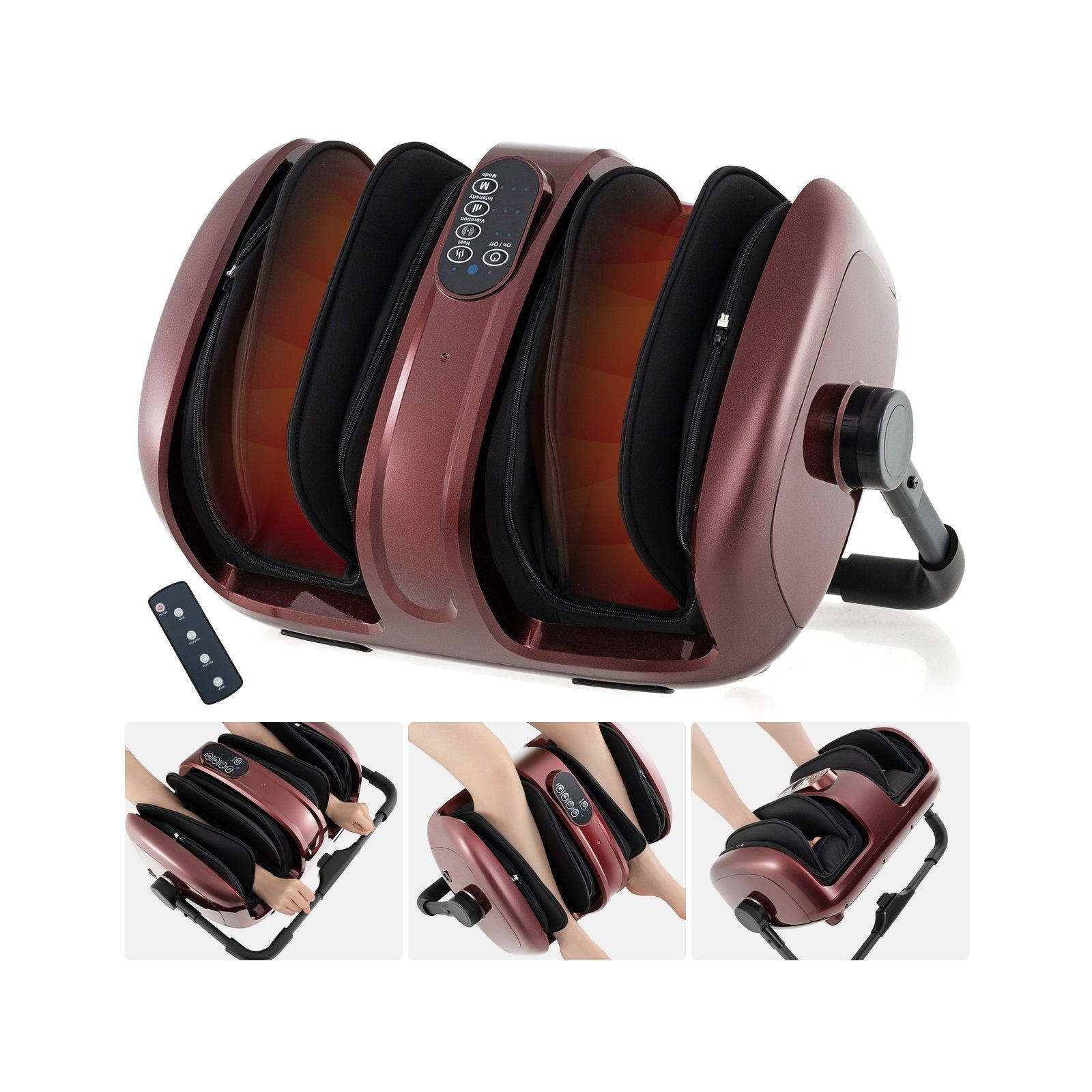 Foot and Calf Massager with Heat for Blood Circulation Pain Relief, Red Foot Massager Red at Gallery Canada